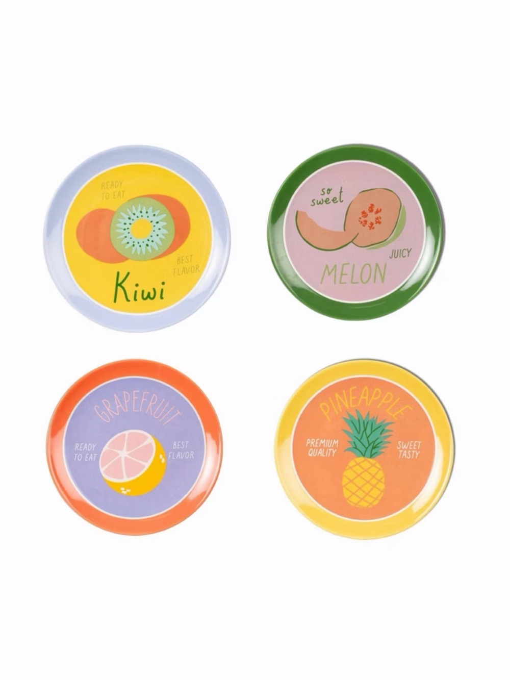 Target Fruit-Themed Decorative Plates - Grapefruit Kiwi Pineapple Melon